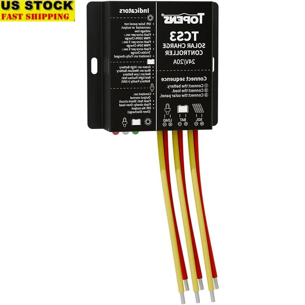 

Контроллер заряда солнечной батареи, водонепроницаемый регулятор батареи 24 В, технология ШИМ, автономная сетка, лодка, яхта, автофургон, автоматическое открывание ворот