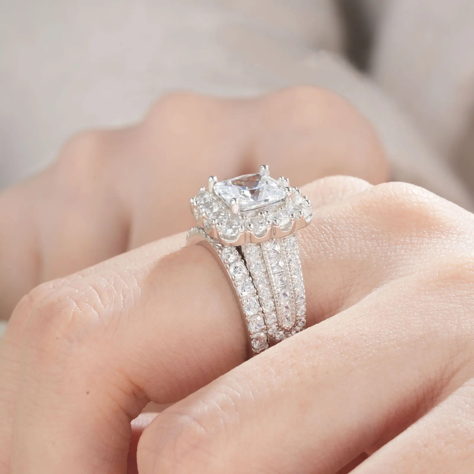 D Color VVS1 GRA Certified Moissanite Wedding Ring Set Pass Diamond Tester S925 Sterling Silver Luxury Engagement Bridal Jewelry Gift For Women