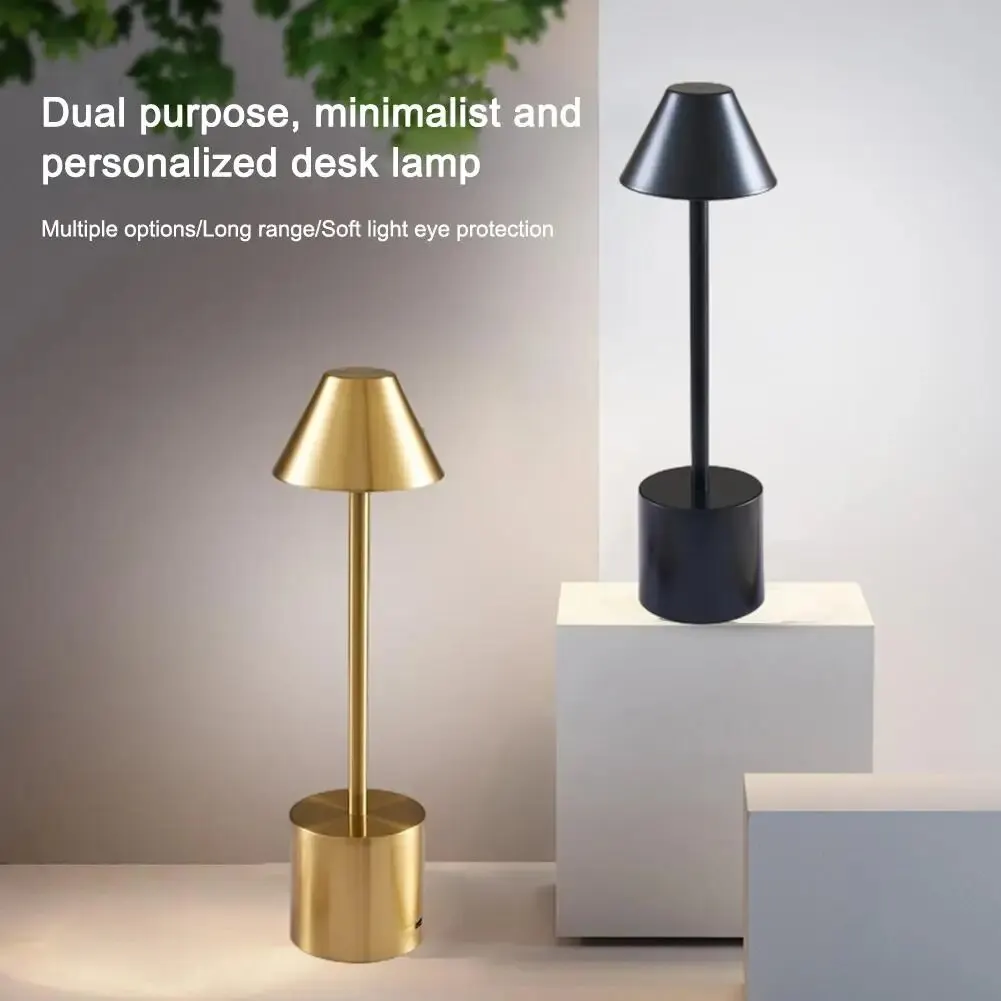 โคมไฟตั้งโต๊ะ LED แบบสัมผัสหรี่ได้3สีโคมไฟ USB แบบชาร์จไฟได้โคมไฟไฟตั้งโต๊ะกลางคืน pelindung Mata