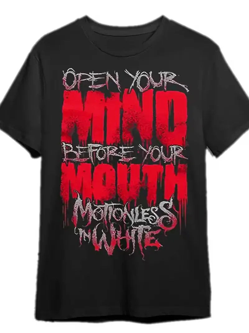 

Motionless in White Men's Graphic Tee - 'Open Your Mind Before Your Mouth' Bold