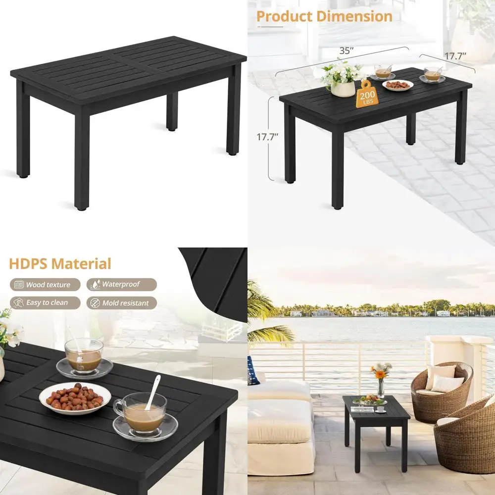 

outdoor coffee table rectangle, hdps patio coffee tables for outside, all weather patio coffee table with slatted tabletop for