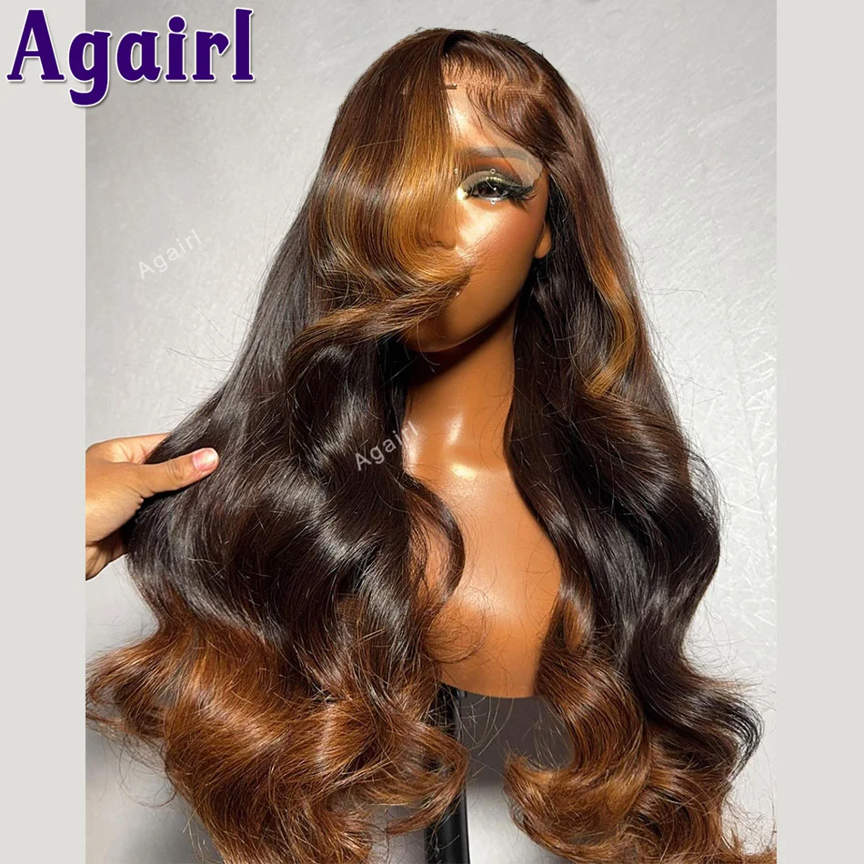 30 32 Inch 13x6 13x4 Body Wave Lace Front Human Hair Wigs Ombre Ginger Brown Brazilian Colored Lace Frontal Wigs For Women 200%