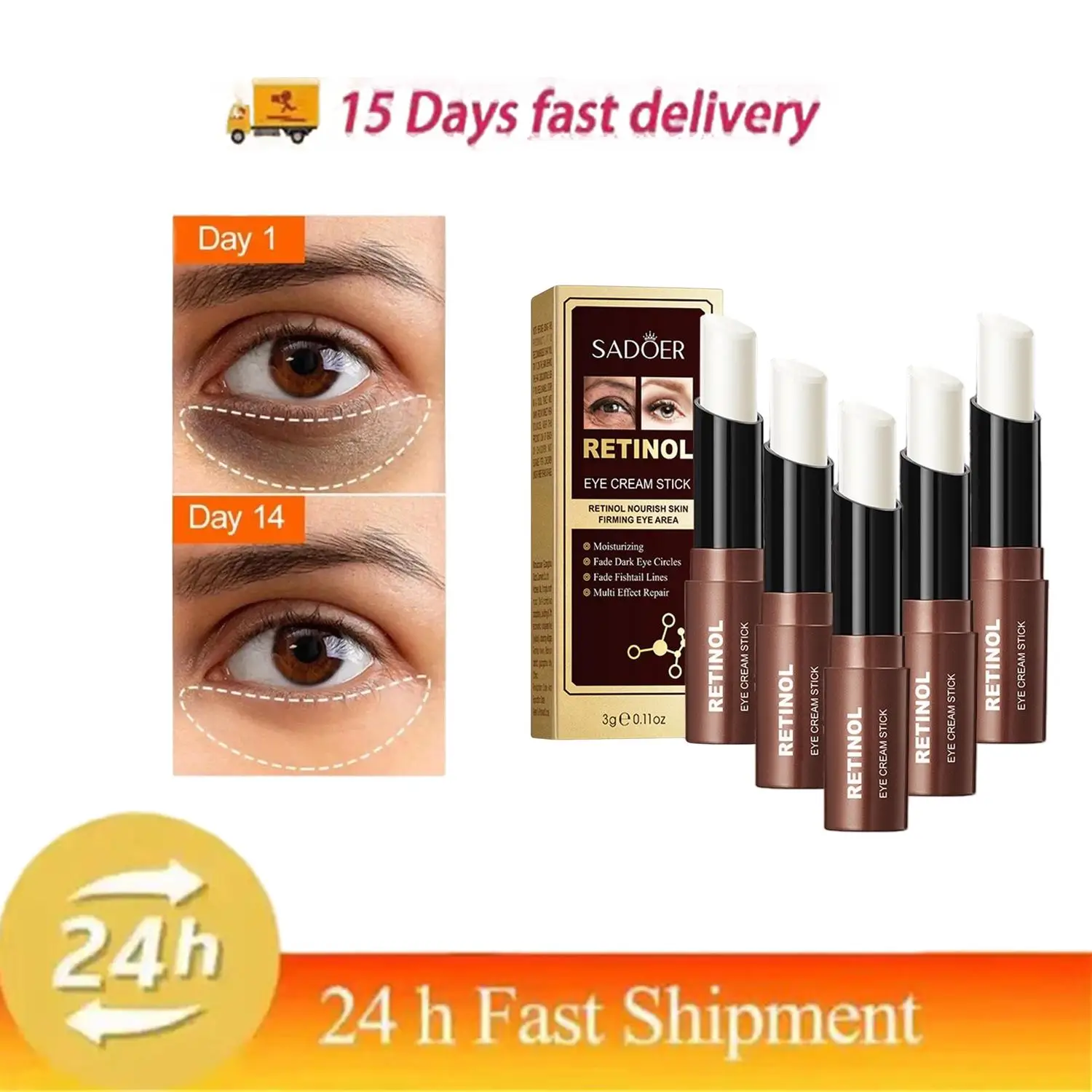 

5Pcs Retinol Eye Cream Stick Anti Dark Circles Under The Eyes Remove Eye Bags Moisturizing Firming Eyes Skin Care Products