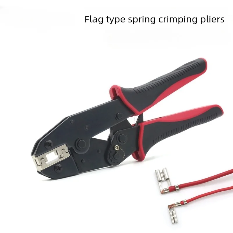 6FL Ratchet Crimping Pliers for 2.8/4.8/6.3 Bare Flag Spade Terminal 0.5-2.5mm² Cold Press Industrial Electrical Wiring Tool