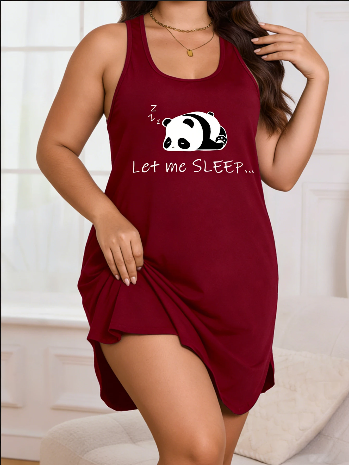 

Женское платье без рукавов с принтом панды - легкое, эластичное, с круглым вырезом, повседневное летнее платье, можно стирать в машине.