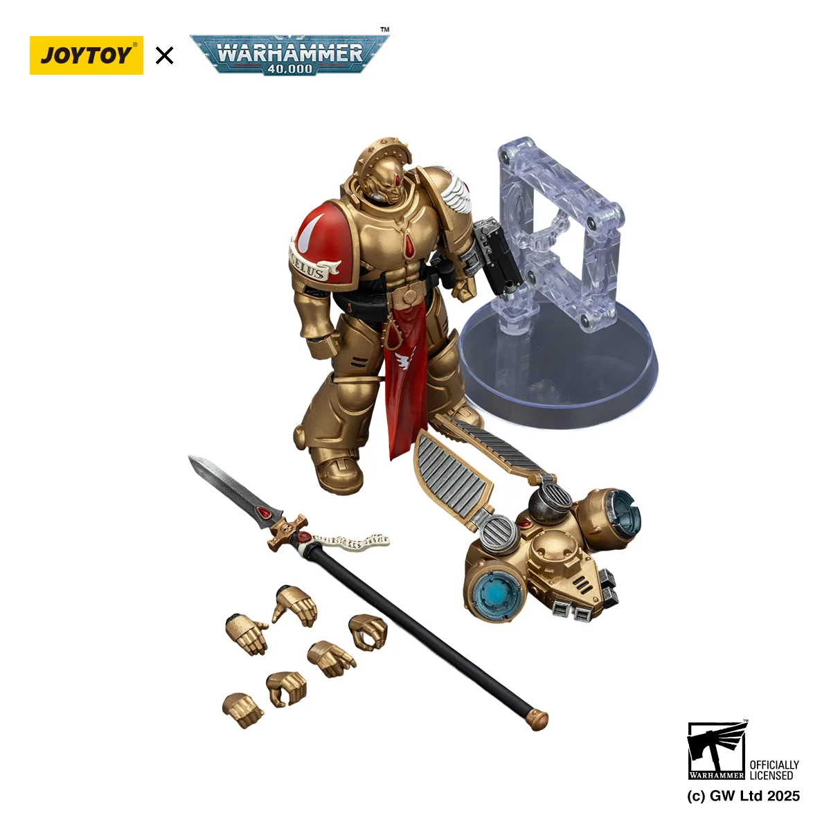 JOYTOY Warhammer 40k 1/18 แอ็คชั่นฟิกเกอร์บลัดแองเจิลส์ แซงกูนารี การ์ดพร้อมอินเฟอร์โนปืนพกและใบมีดเอนคาร์ไมน์