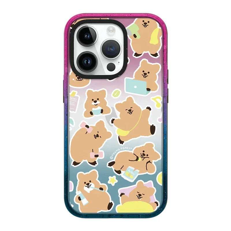 

Glitter Acrylic Popcorn Bear Colorful Phone Case Cover for IPhone 11 12 13 14 15 Pro Max Case for IPhone 15 Pro Max