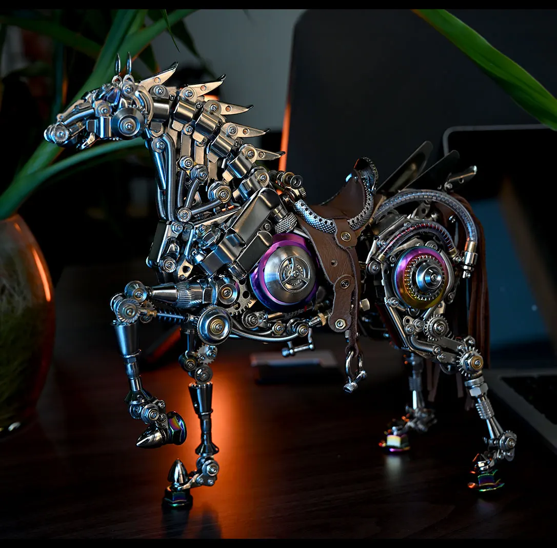 Mechanical Horse 3D Metal Puzzle Assembly Model Toy Building Blocks Ornament Gift for Friends