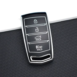 TPU Car Key Case Cover 4 Buttons Auto Shell Fob Holder Protector for Hyundai Genesis G70 G80 G90 Accessories