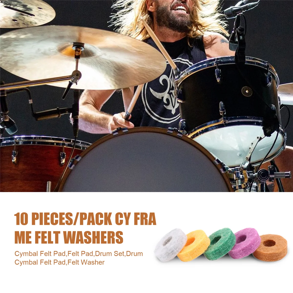 交換用フェルトパッド,ドラムセット,シンバルスタンド,ラウンド,ソフト,ランダムカラー,10個セット,リッチ