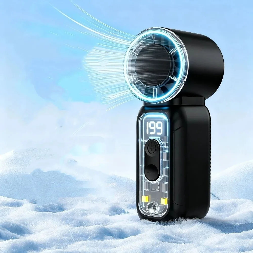USB Rechargeable Mini Handheld Fan Powerful Wind Ultra-Quiet Small Electric Fan Digital Display Personal Cooling Fan Gift