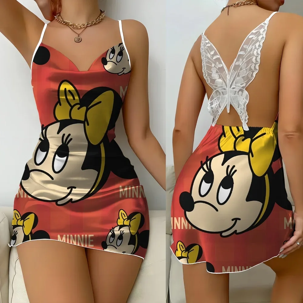 Summer New Sleeping Slip Skirt for Women Free Shipping Disney Cartoon Pattern Female Nightwear Fashion Sexy Women's Home Dress