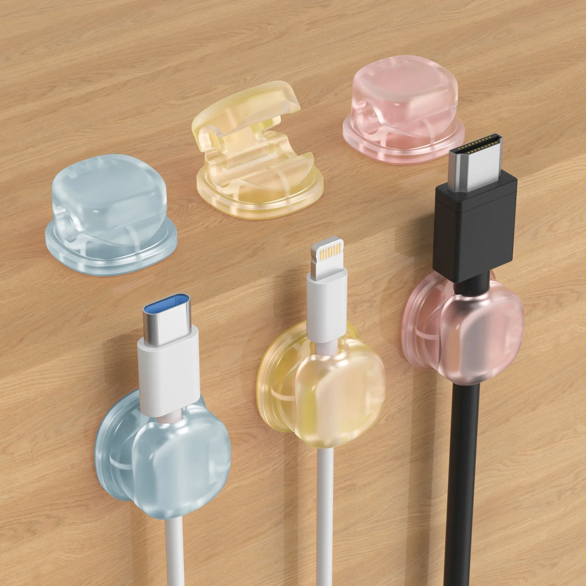 VIKEFON Cable Cord Organizer Multi-Colored 6pcs Cable Management Clips Data Desk Wall Mounted Hooks For Phone Data Charger