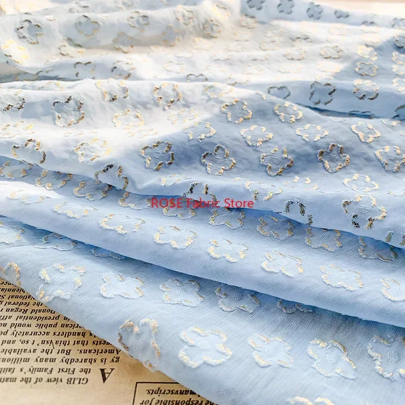 Clover Bronzing Jacquard Chiffon Tulle Fabric For Summer Blouse, Lace Top, Toddle Dress, Shirt