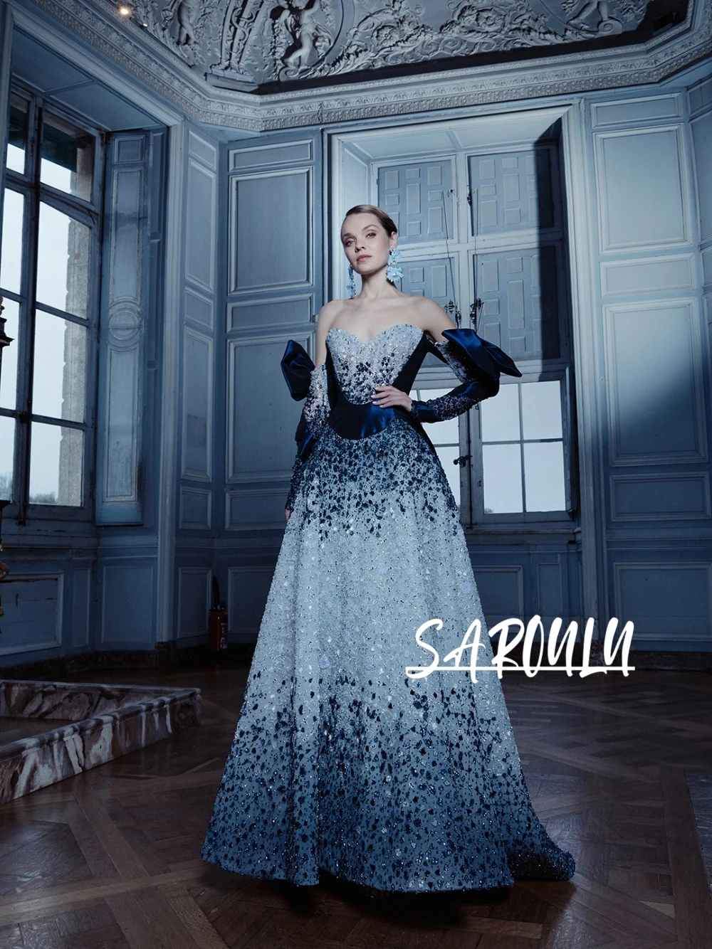 

Новейшее шикарное вечернее платье омбре с пайетками, вырезом «сердечко», объемным бантом и А-силуэтом, для выпускного вечера и свадьбы, на заказ