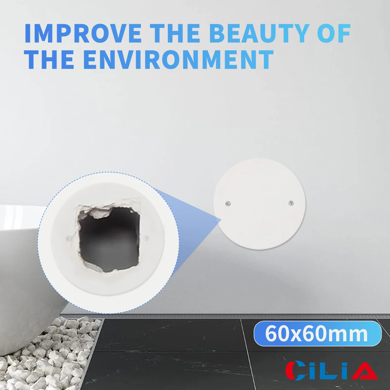 CILIA 1pc ラウンドジャンクションボックスカバー、強力な耐摩耗性、PC 素材、白、60*60mm と 80*80mm の 2 つの仕様を選択可能