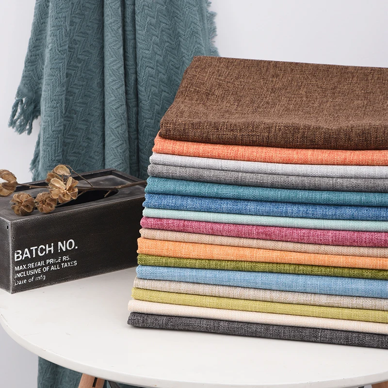 Tela de lino y algodón para sofá con patrón de bambú, por metro, para fundas de almohada, decoración de muebles, costura, tela lisa, suave y cómoda