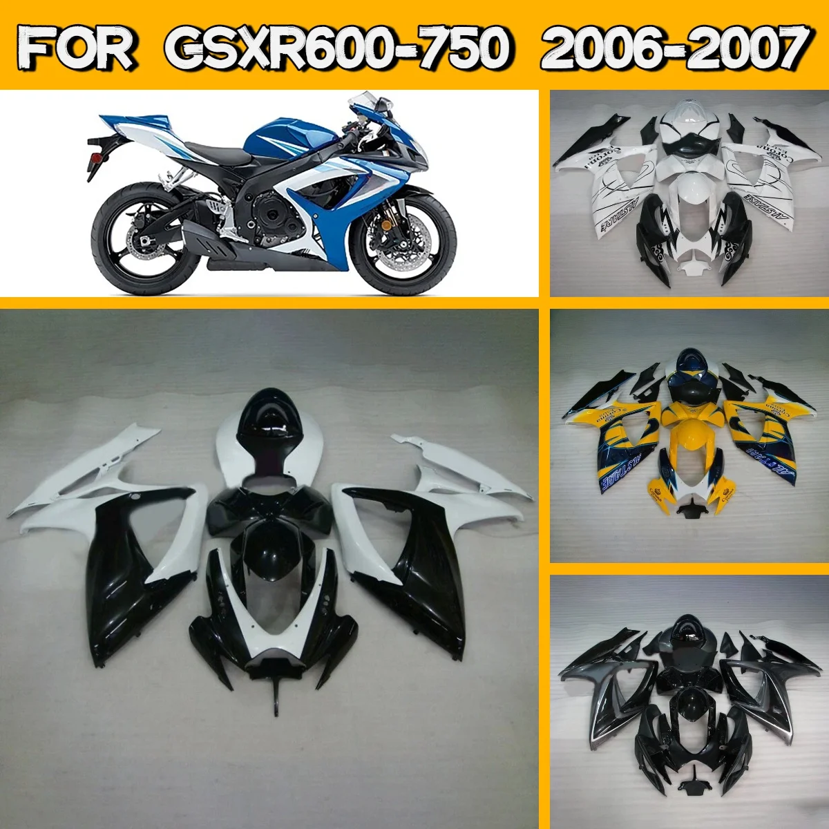 

Full ABS Fairing Panel Kit 2006 2007 GSXR 600 750 Multiple Designs Body Works Cover Fairings for 06 07 Suzuki GSXR600 GSXR750