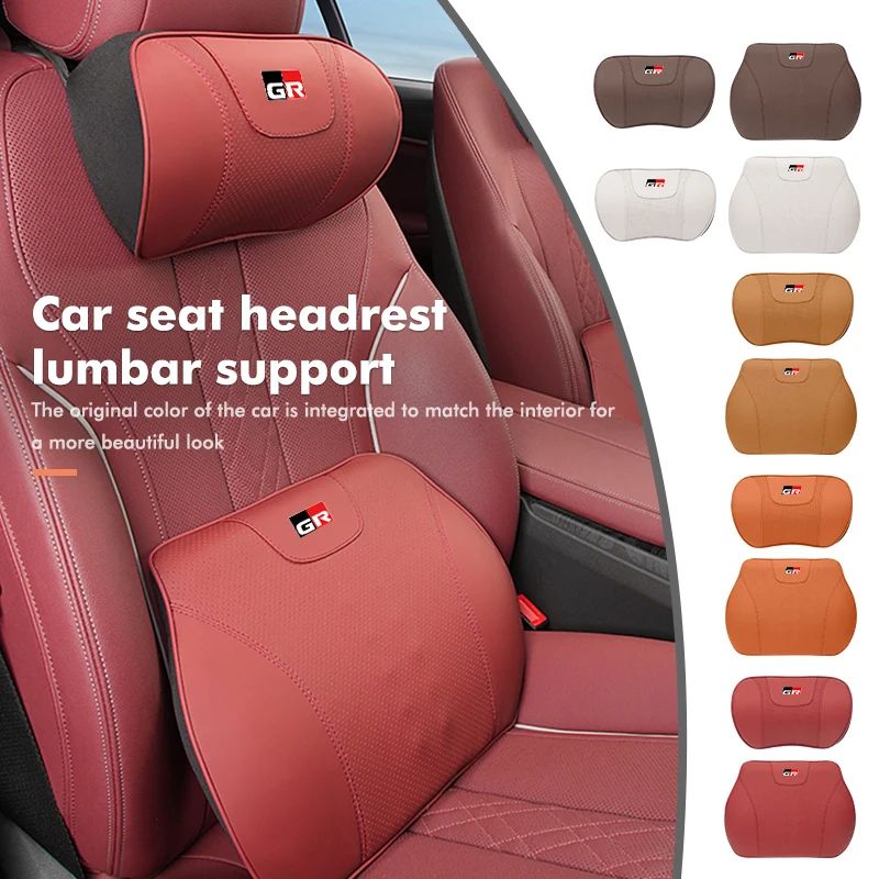 

For Toyota Leather Car Seat Headrest Neck Poillow Lumbar Mat Auto Accessories RAV4 Camry Avalon Avensis Runner Verso Fortuner