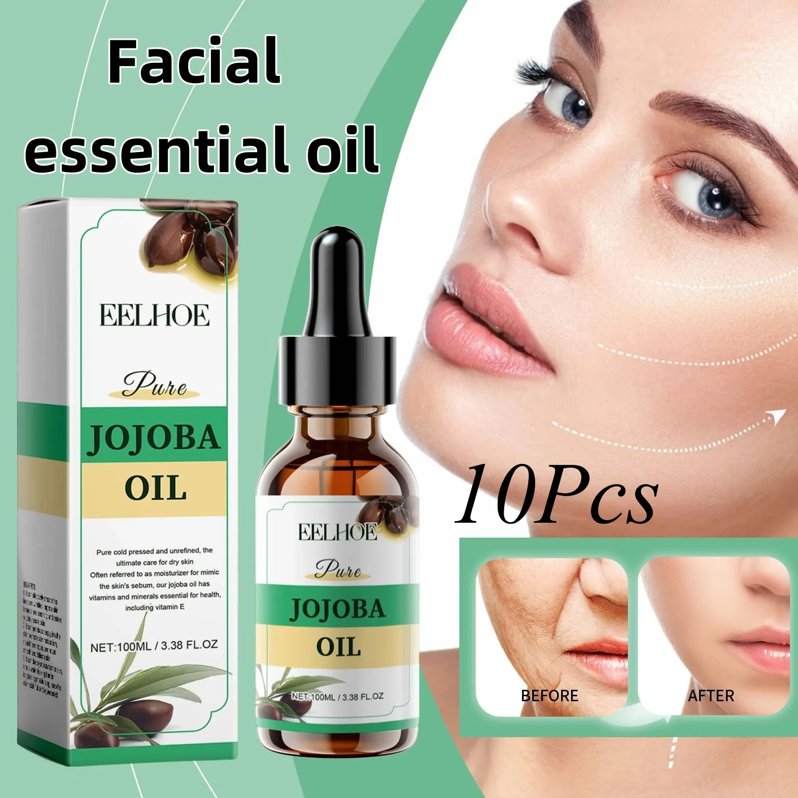 Organic Jojoba Oil Facial Anti-Aging Essential Oil Diminish Fine Lines Improve Skin Elasticity Firming Skin Women's Skincare Set