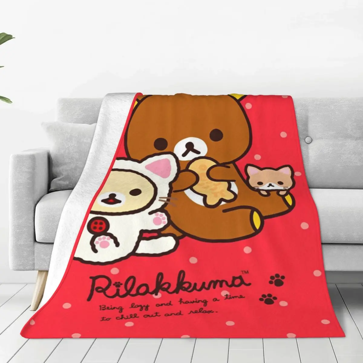 

Милый мультяшный чехол-одеяло Rilakkuma, милый медведь, японские фланелевые покрывала, домашний диван, персонализированное сверхмягкое теплое покрывало