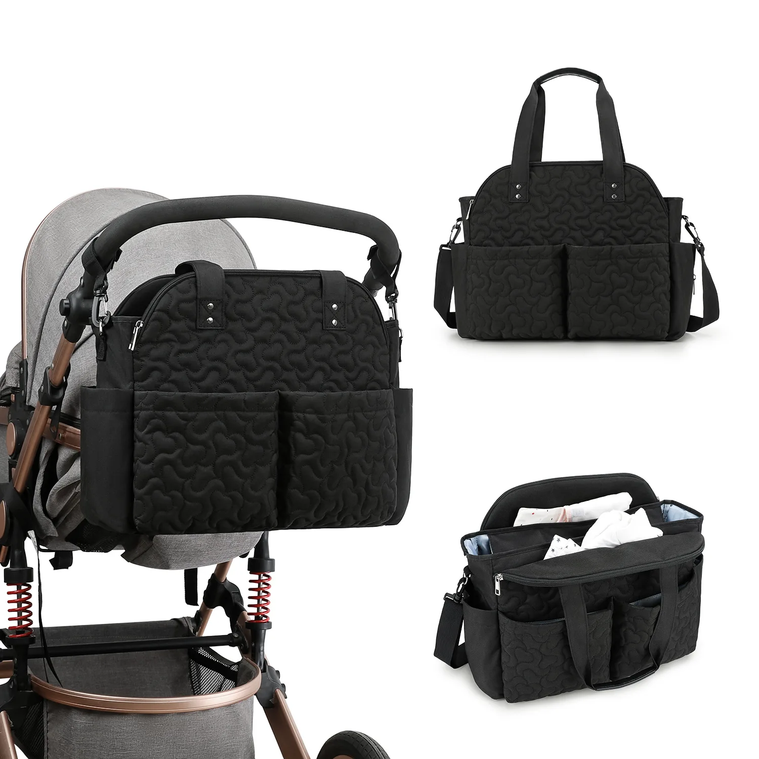 

Многофункциональная сумка для путешествий для беременных, водонепроницаемая сумка через плечо для подгузников, термосумка для бутылочек, совместимая с коляской