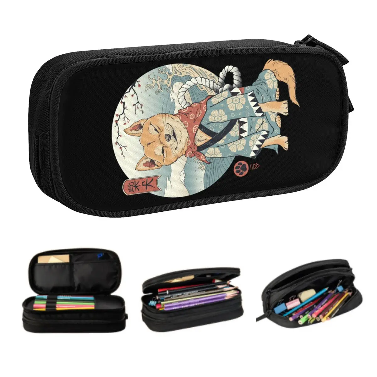 Custom Cute Retro Classic Shiba Inu Dog Pencil Case for Japanese Pet Animal Large Storage Pen Bag Box School Accessories