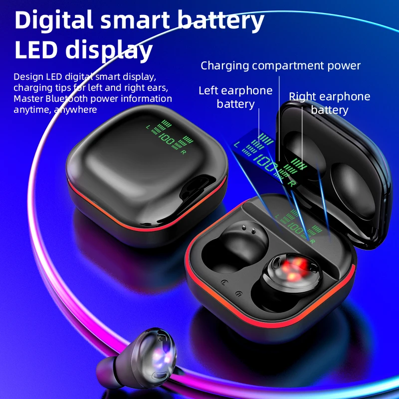 Tws Cool LED Fash Light Wireless Bluetooth 5.1 Headphones In Ear 8D HIFI Sound Headsets Sports Waterproof Sweat-Proof Earphones