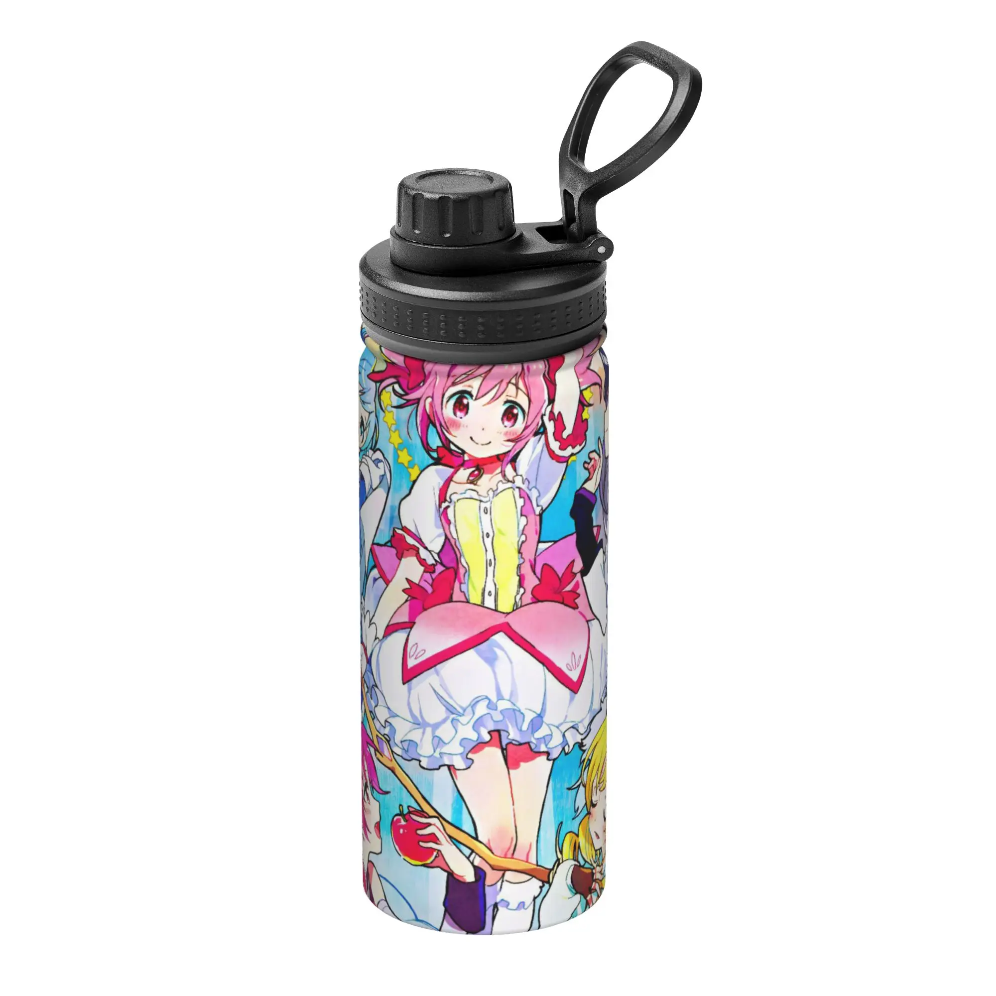 Termo Deportivo Aislado de 18 oz con Diseño de Puella Magi Madoka Magica, Tazas de Café, Termo de Viaje, Tazas para Bebidas Frías y Calientes