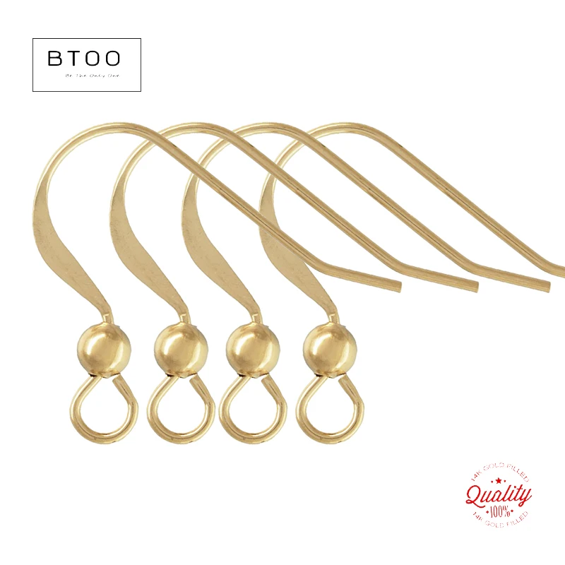 

14K Gold Filled Ear Wire Flat w/3.0mm Bead Gold Ear Wire for Jewelry Making Handmde DIY Earrings Accessories Clasps