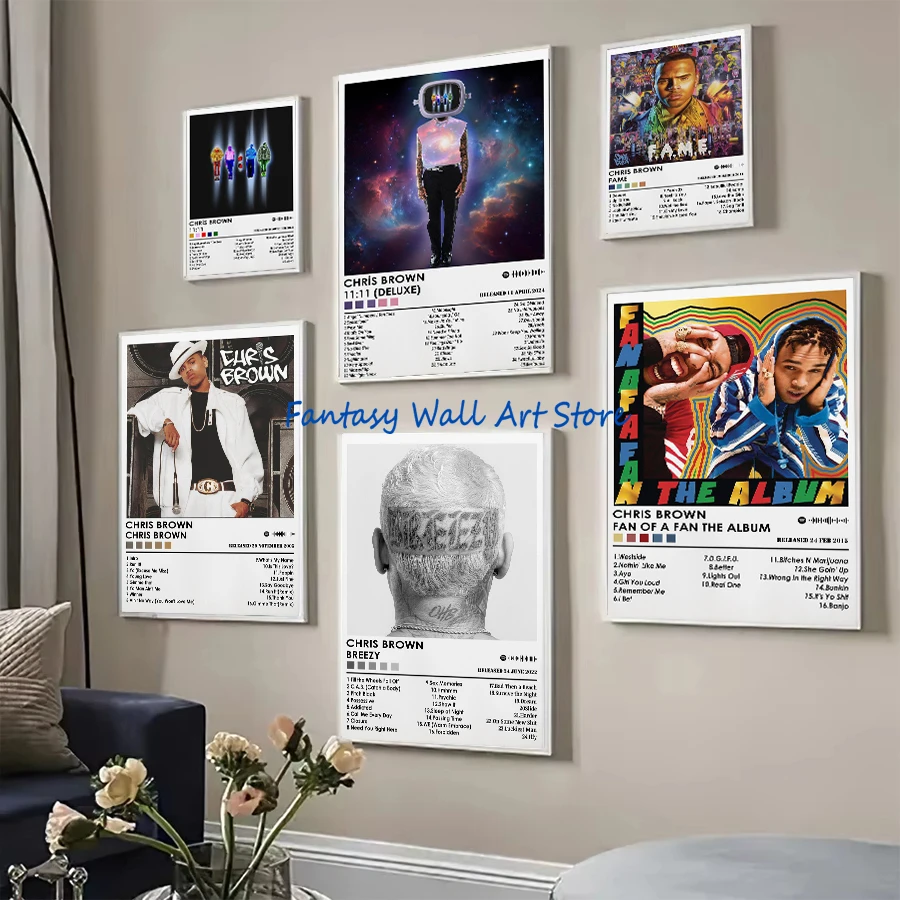 Chris Brown Music Album Cover Wall Decor Chris Brown 11：11 Graffiti Fan of A Fan Poster Canvas Painting Wall Pictures Home Decor