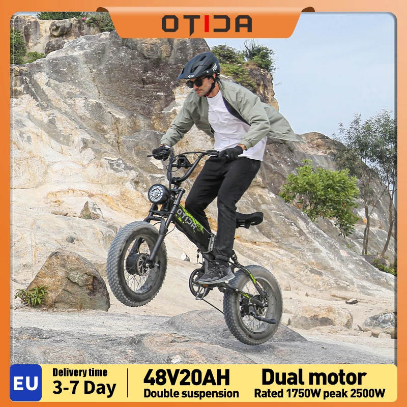 OTIDA R7pro 2000W Electric Bike Dual Motor 20Inch City Ebike Off Road 48V20AH Powerful Mountain Foldable Adults Electric Bicycle