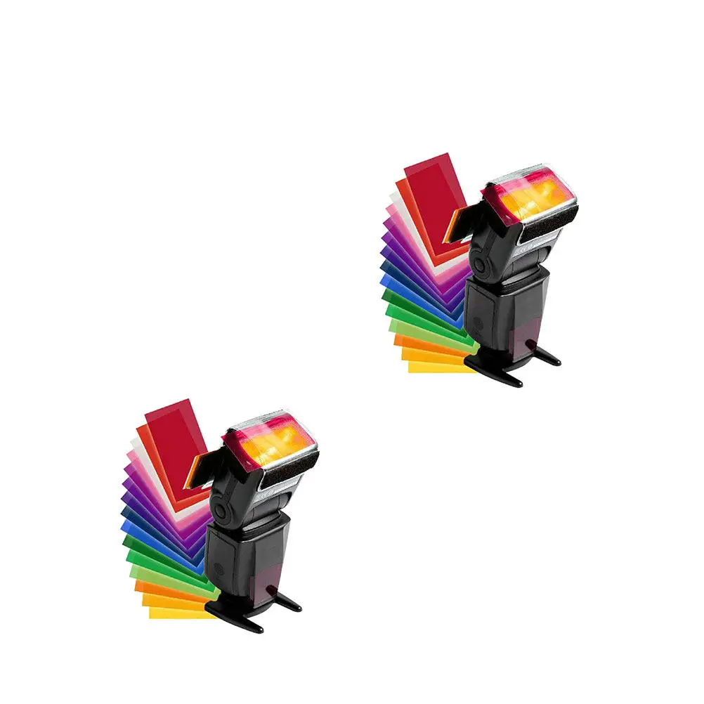 2Set Flash Gel Filter Kit 12 Colors Color Film Color Temperature Lighting Effects for Camera Flash Speedlight Photography