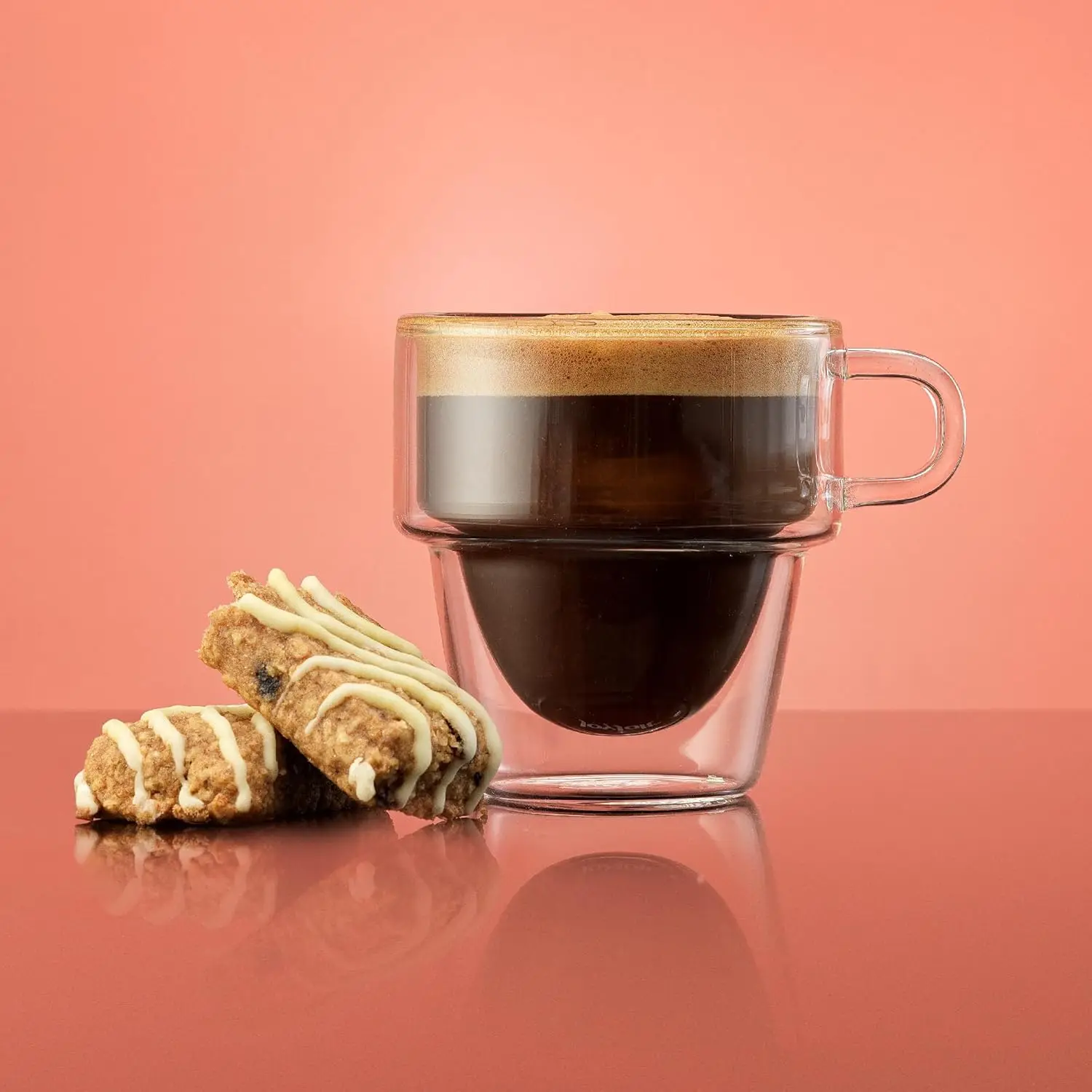 FOME 2/4pcs Double Wall Insulated Espresso Glass Cups Set 100/200ml Espresso Shot Glass Cup With Handle Stackable Thermal Mug