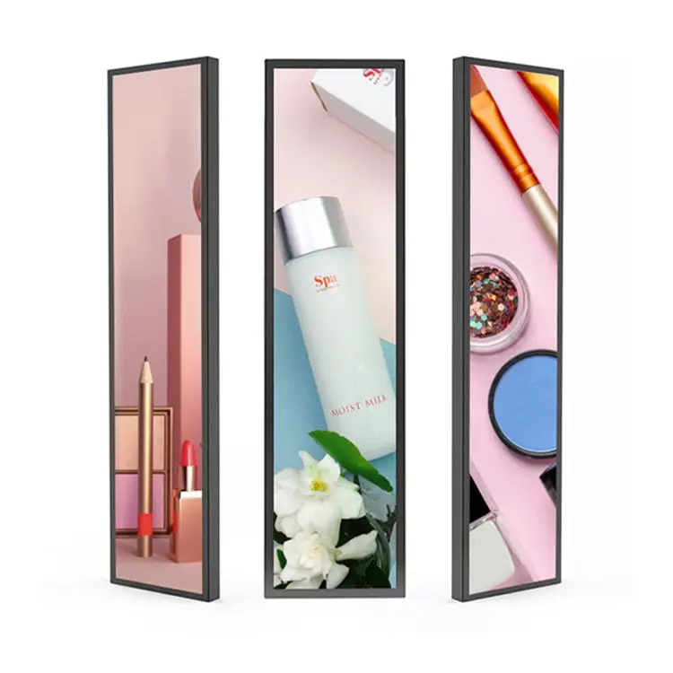 23.1 28 34 37 43 49 Inci Rak Ultra Lebar Papan Reklame Digital Papan Reklame Lcd Tampilan Iklan untuk Rak Supermarket