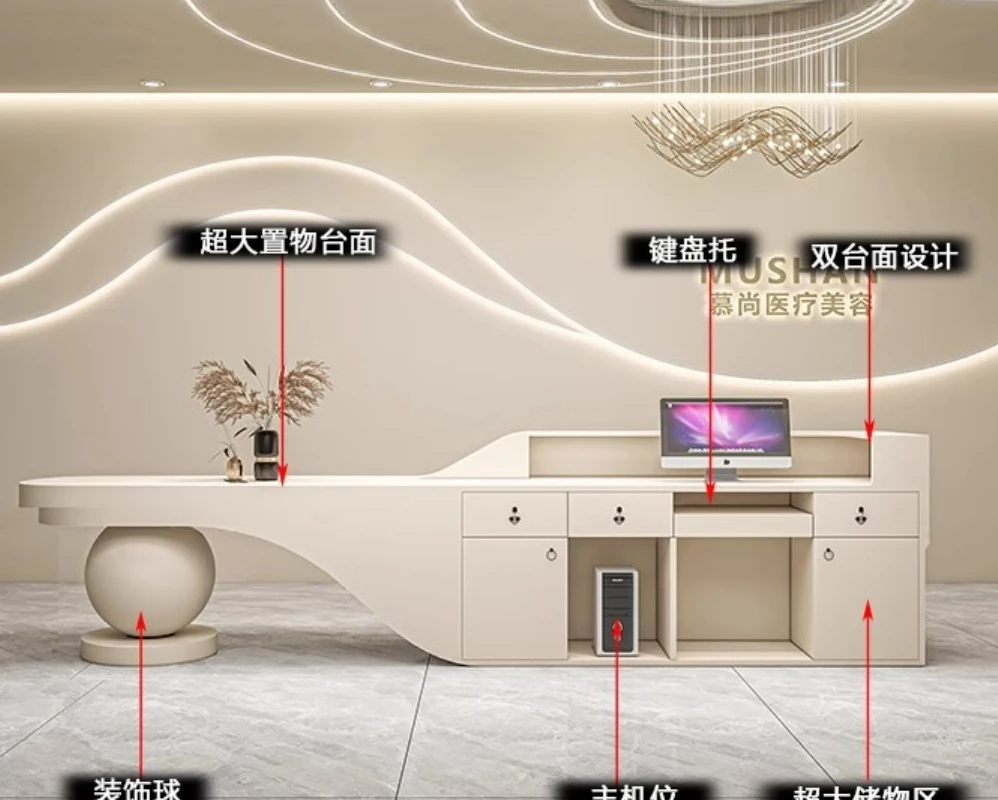 بسيطة الحديثة صالون تجميل أمين الصندوق التجميل الفاخرة الصناعية المهنية جماليات الاستقبال أثاث المطعم