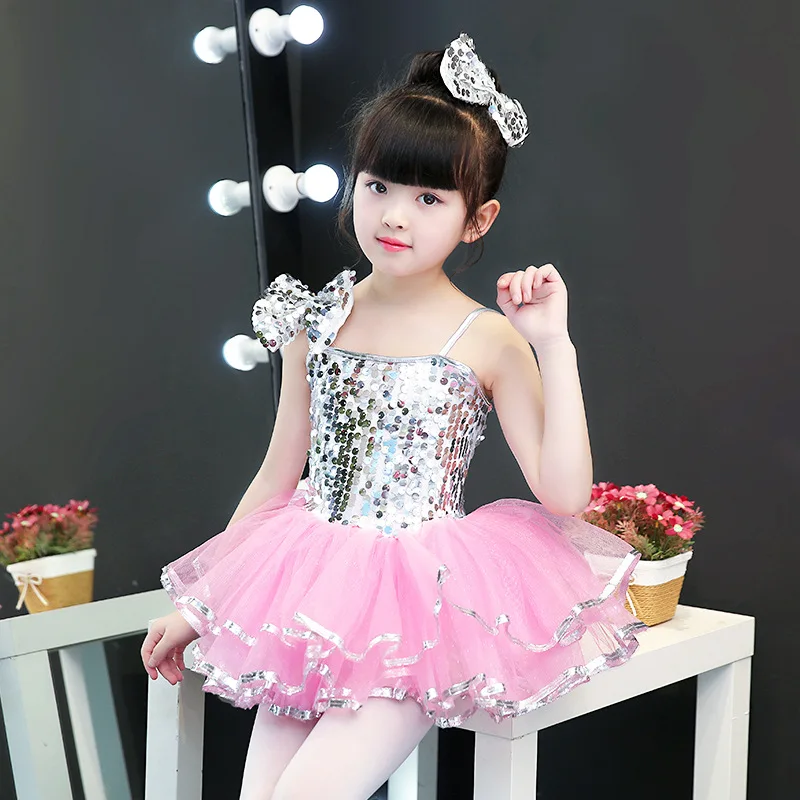 Children's Dance Stage Costume for Girls Modern Kids Jazz Dance Costumes Sequin Clothes for Salsa Contemporary Dance Costumes