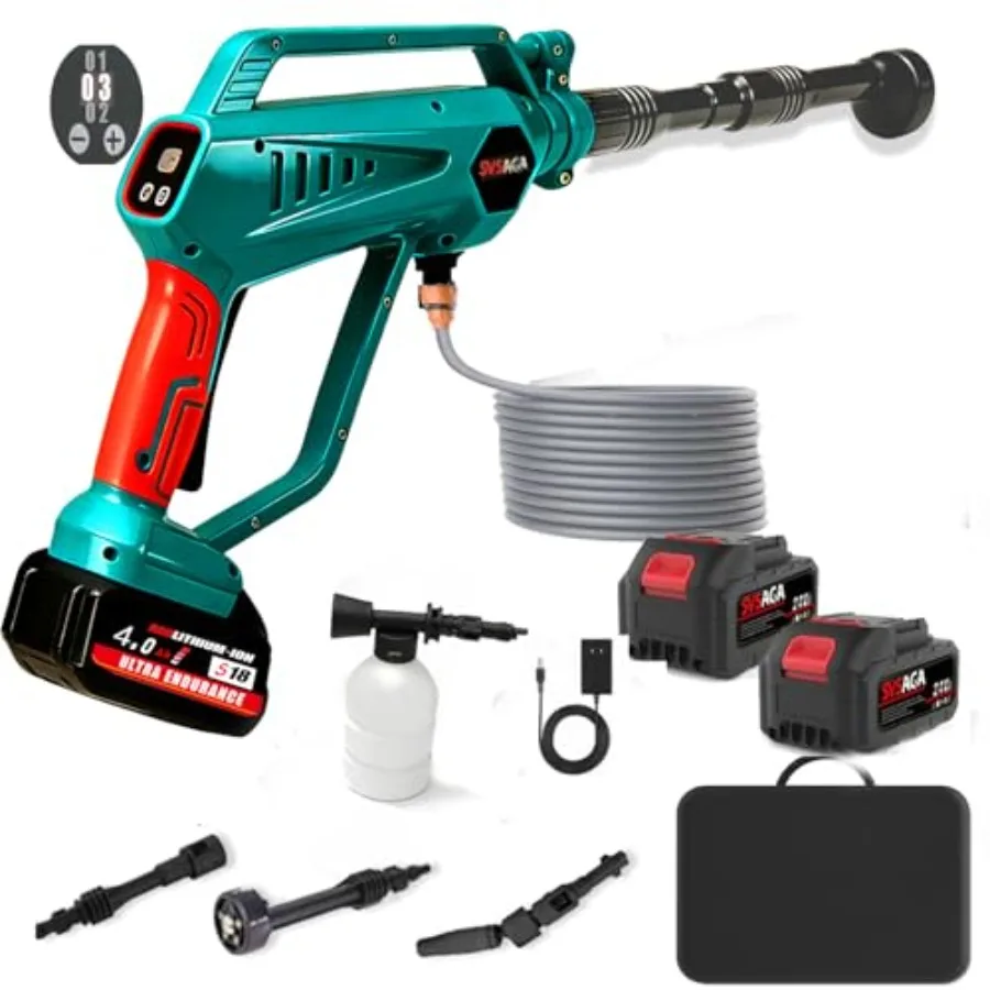 

Портативная беспроводная мойка высокого давления 1250 фунтов на кв. дюйм с двумя аккумуляторами 4.0 Ач, 3 скоростями, бесщеточным двигателем 3820 и 180-градусным распылением