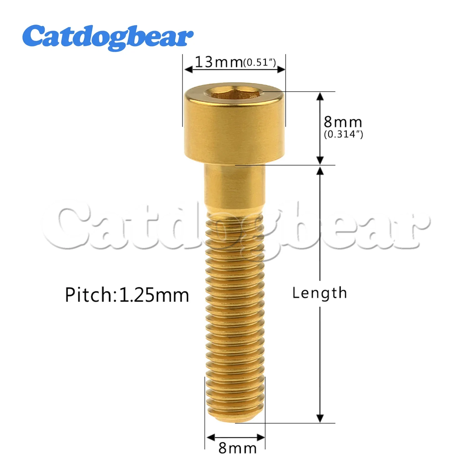 Catdogbear Titanium Bolt  M8X15 20 25 30 35 40 45 50  60 70 mm Socket Head Screw for Bicycle Motorcycle Car Ti Screw