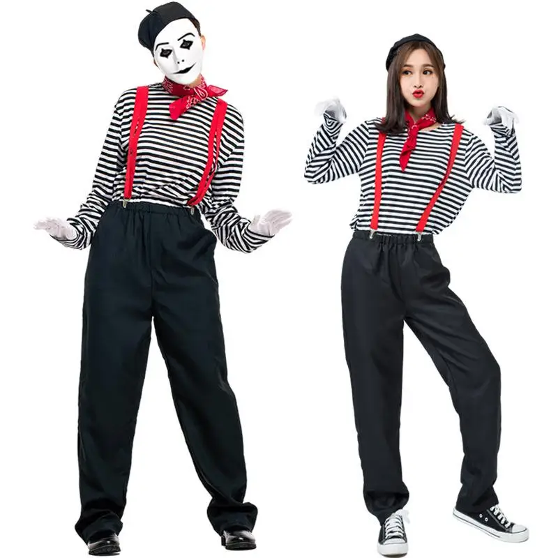 Couple's Clown Costume Game Costume loween Outfit Women's Ethnic Stage Wear Spring 2023 No Brand Registered Trademark