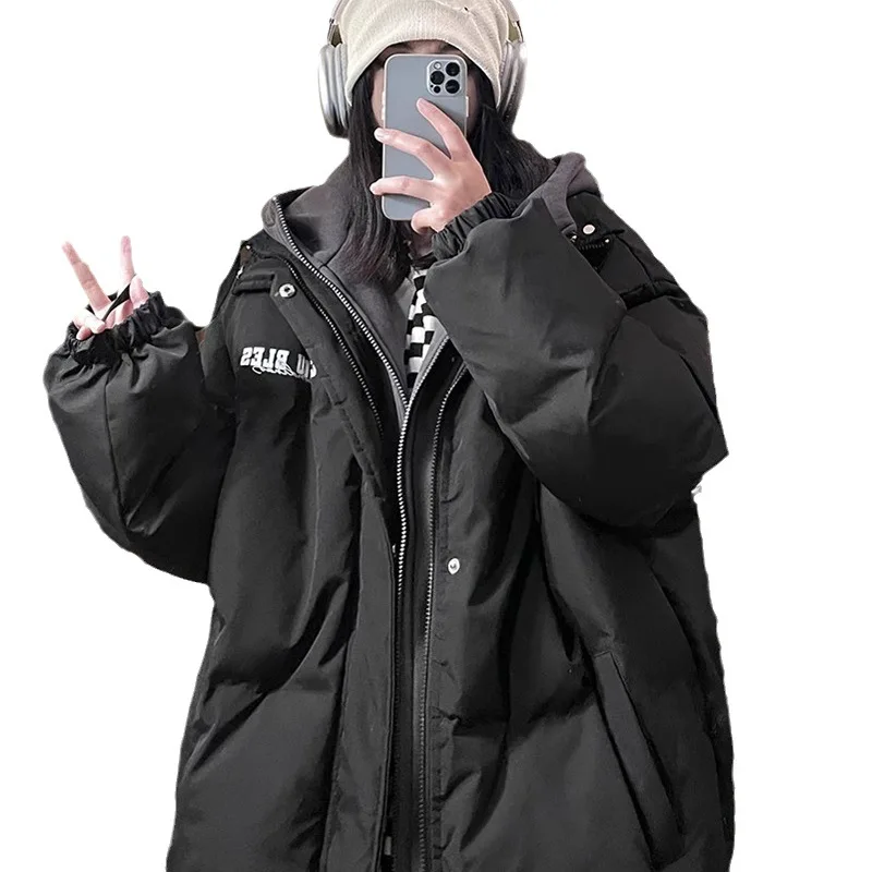 Parkas americanas de peito único para mulheres, casacos casuais, casaco quente, casaco grunge grosso, moda retrô, outono e inverno, 2023