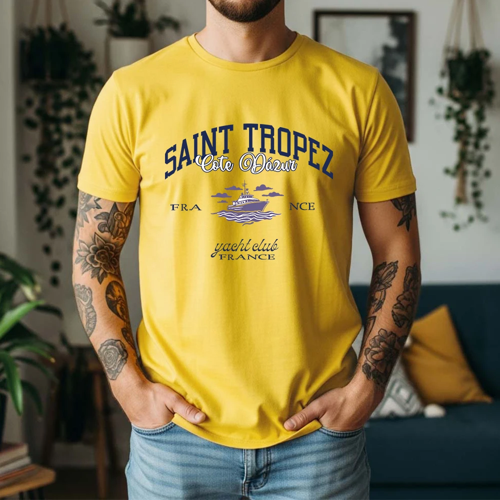 Vintage Yacht Fashion - Nowa letnia męska koszulka 100% bawełna