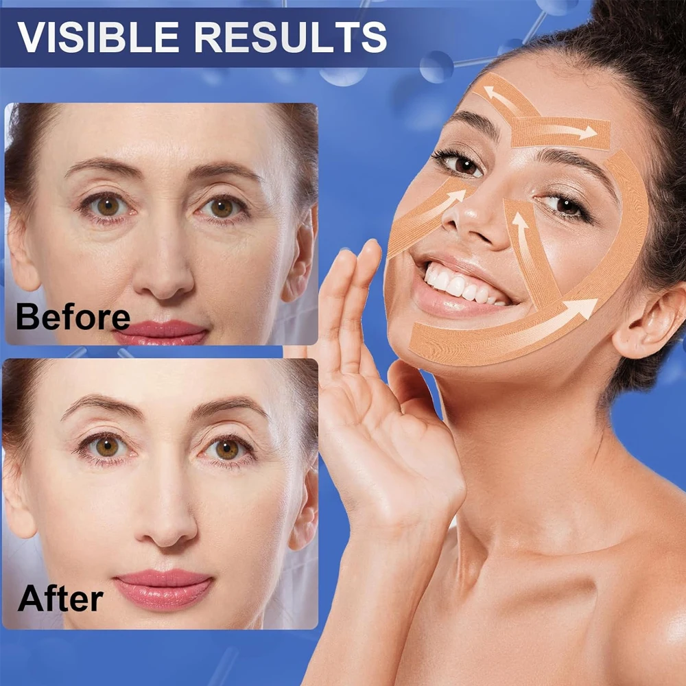 2 Rollen Myofasziale Lift-Tape für das Gesicht, Facelift-Tape, Toning-Gürtel für das Gesicht, Anti-Falten-Pflaster, Anti-Frost-Aufkleber, Neck-Lift-Tape – Detail 3
