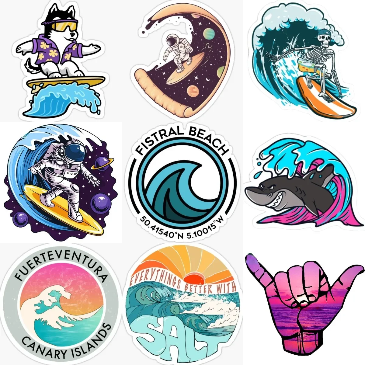 

Creative Surfing Astronaut Skull Sticker for Covered Scratch Decorate Car Motorcycle Camper Wall Room Laptop Window Table