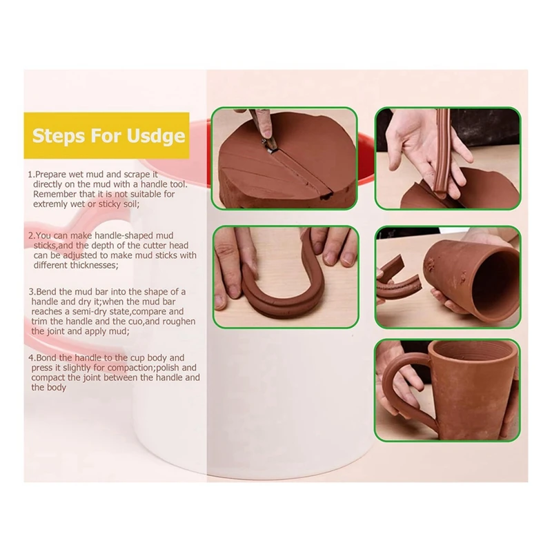 Pottery Handle Making Tool Sculpture Scraper Pottery Carving Tool Pottery Cup Handle Shape Tool For Tea Cup Mug (4 PCS)