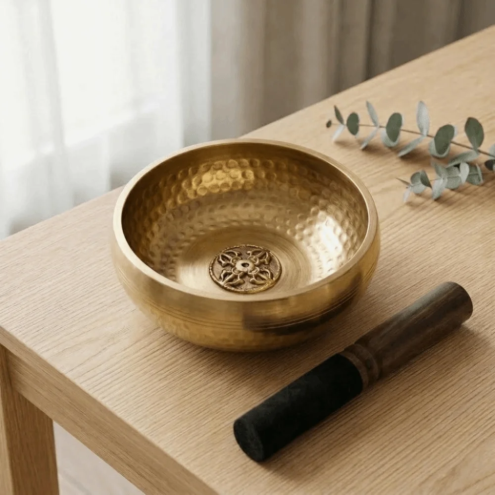 Soft Cushion Nepalese Singing Bowl Home Decor Stress Relief Sound Bowl Bottom Engraved Therapeutic Use Tibetan Singing Bowl Set