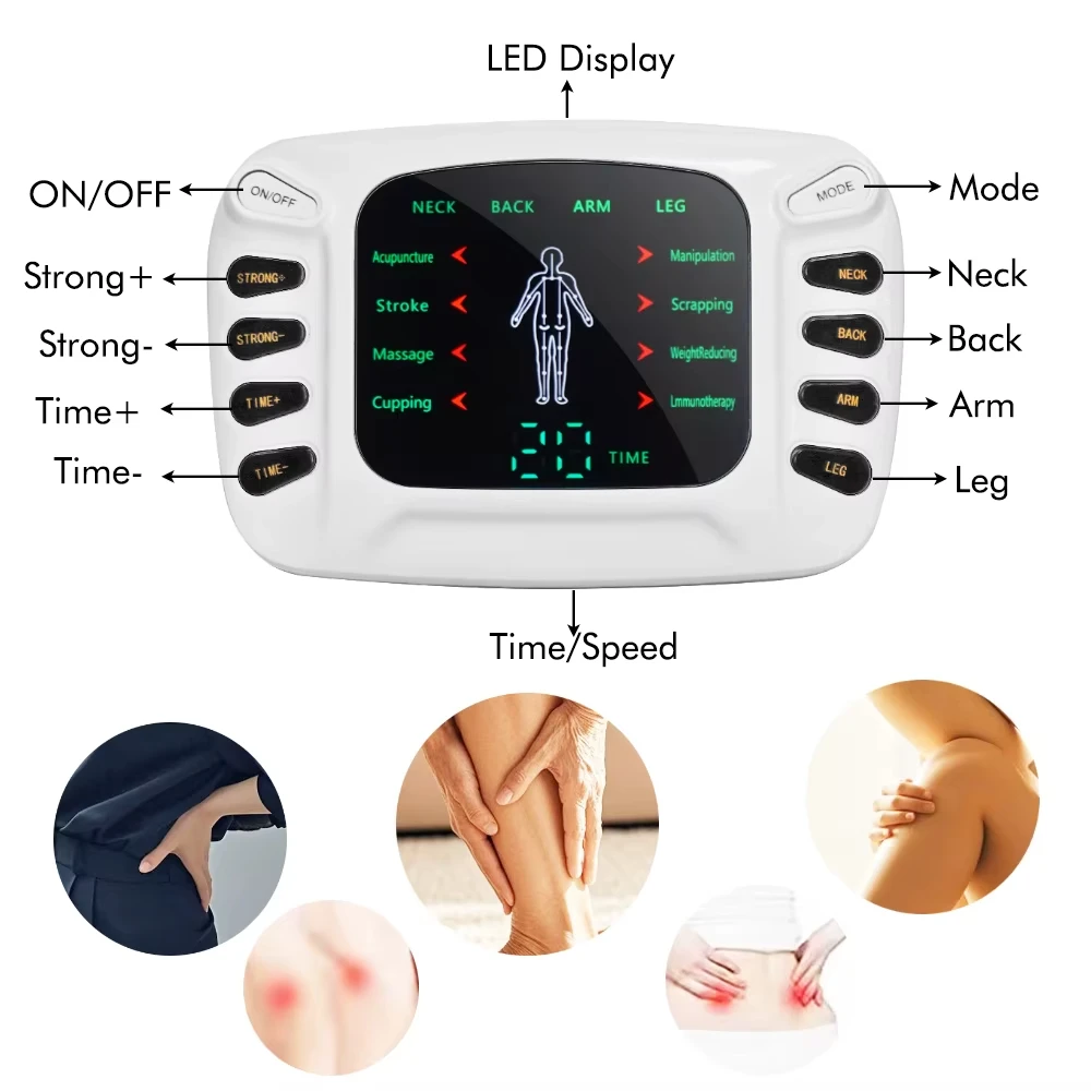 

Электростимулятор импульсный меридианный для мышц, цифровой терапевтический TENS-аппарат, акупунктурный массажер для всего тела