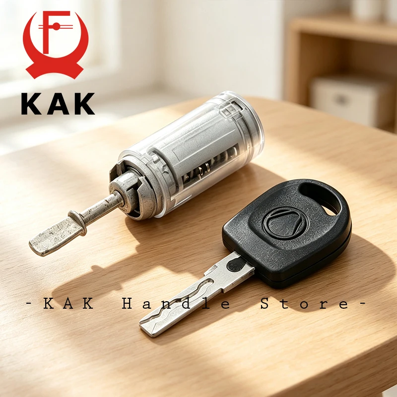 KAK HU66 Practice Lock for VW Car Cylinder Lock Decoder Transparent Visible Cutaway Lock Auto Tools Locksmith Tool with Key