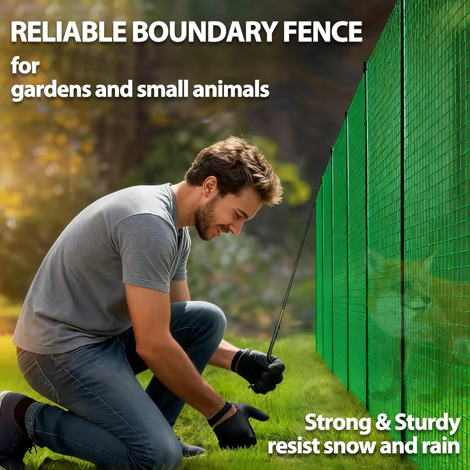 Portable Green Plastic Fencing for Dogs, Garden, and Animal Safety with Steel Posts