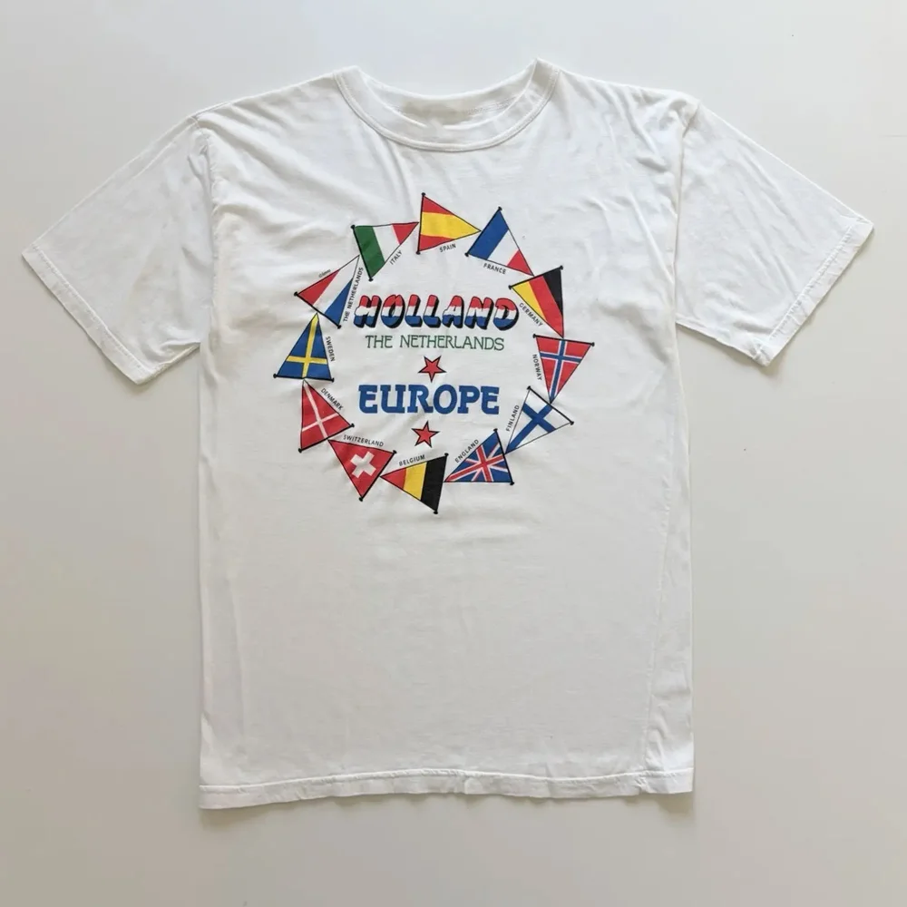 Vintage 80s Holland Netherlands Europe Flag Art Shirt Print T-Shirt Unisex Short-sleeved Retro Street Y2K Casual Tops Clothing